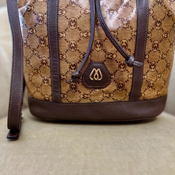 VTG Auth.MORABITO PARIS Iconic Monogram Coated Canvas Drawstring Bucket Bag - Picture 2 of 8